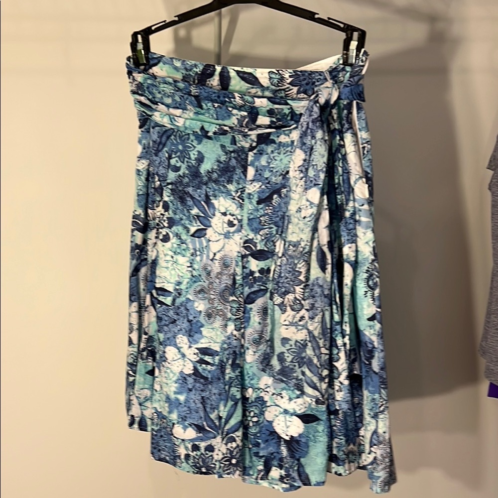 Floral Blue Wrap Skirt